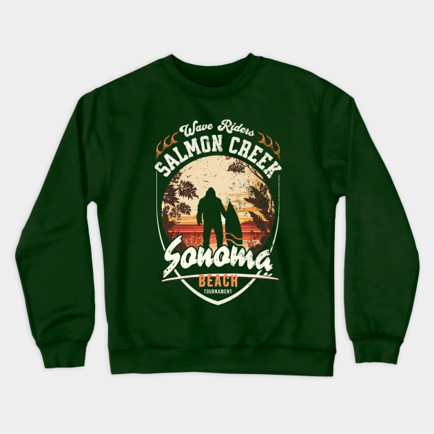 Wave Riders, Salmon Creek, Sonoma, Beach Tournament Crewneck Sweatshirt by Blended Designs
